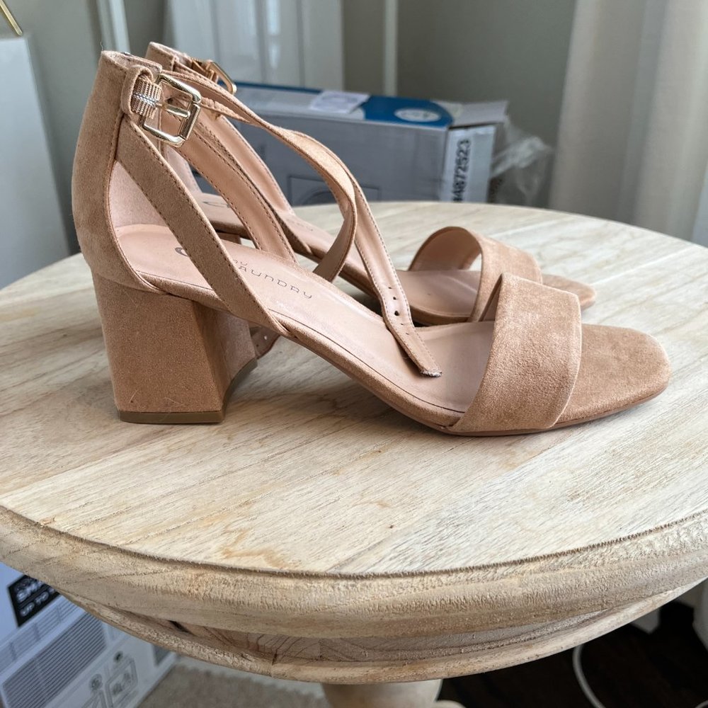 CL by Chinese Laundry Women's Big Heart Block Heel Sandals in Sunkiss Nude